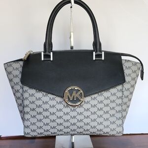 Michael Kors Hudson Black and Gray Satchel